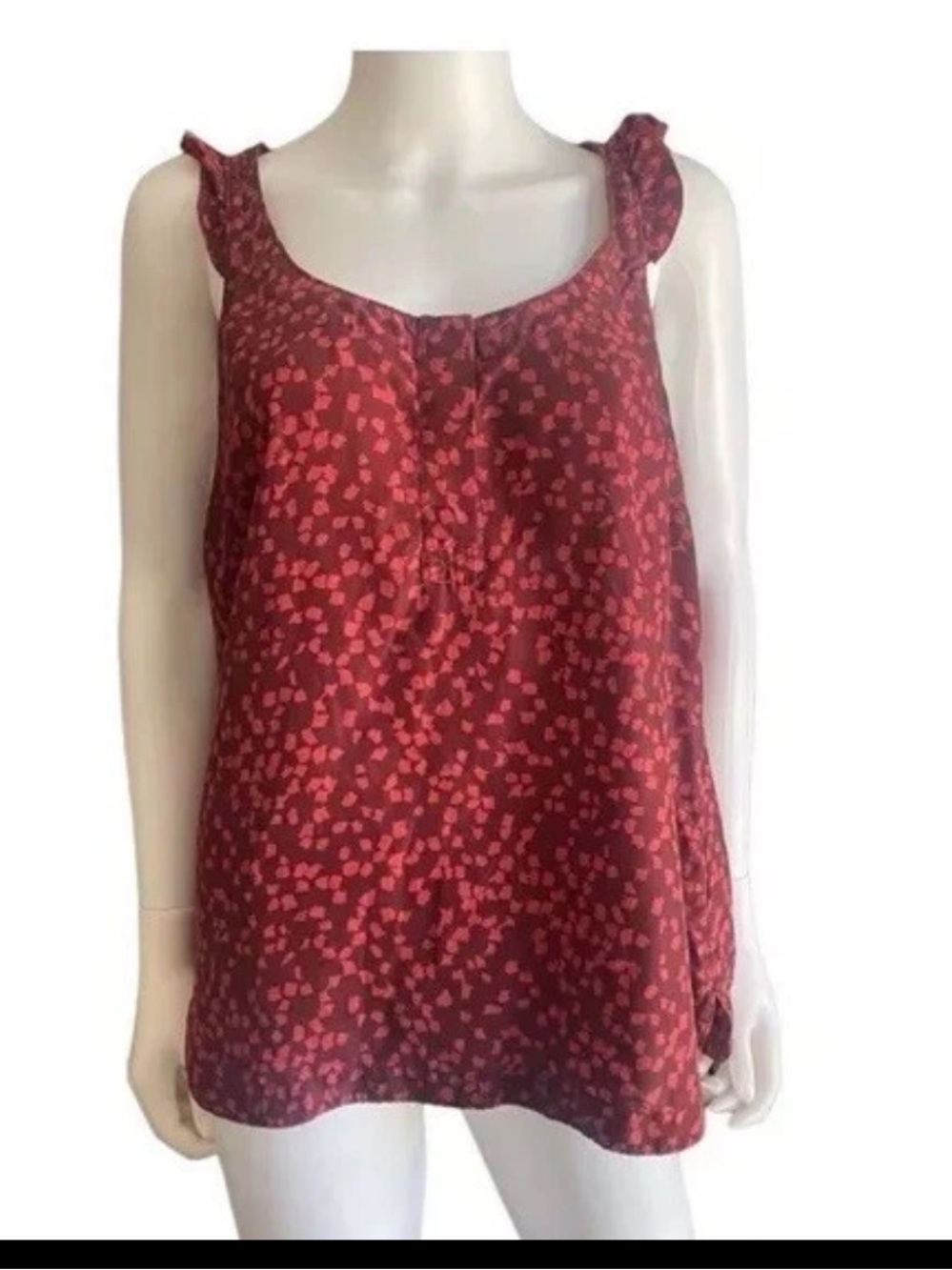 Martin + Osa Burgundy Red Silk Floral Ruffle Strap Camisole Size 12